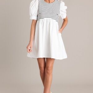 Red Dress Urban Streak Black Stripe Mini Dress Size LL / White